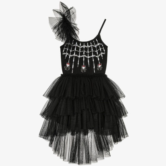 Tutu Du Monde dress black spider web tulle girls size 10 - 11 ballet Halloween